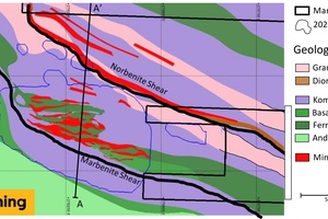 Geologic plan view of the Marban pits area