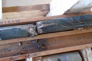 Pyrrhotite veining in drill core