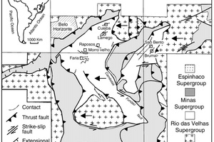 Simplified geologic-structural map of the Quadrilátero Ferrífero