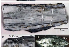 Mineralization types and veins, sulfides and boudins morphology