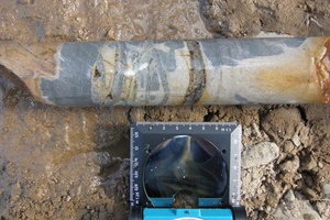 Метасоматически измененный полимиктовый песчаник с кварцевыми жилами