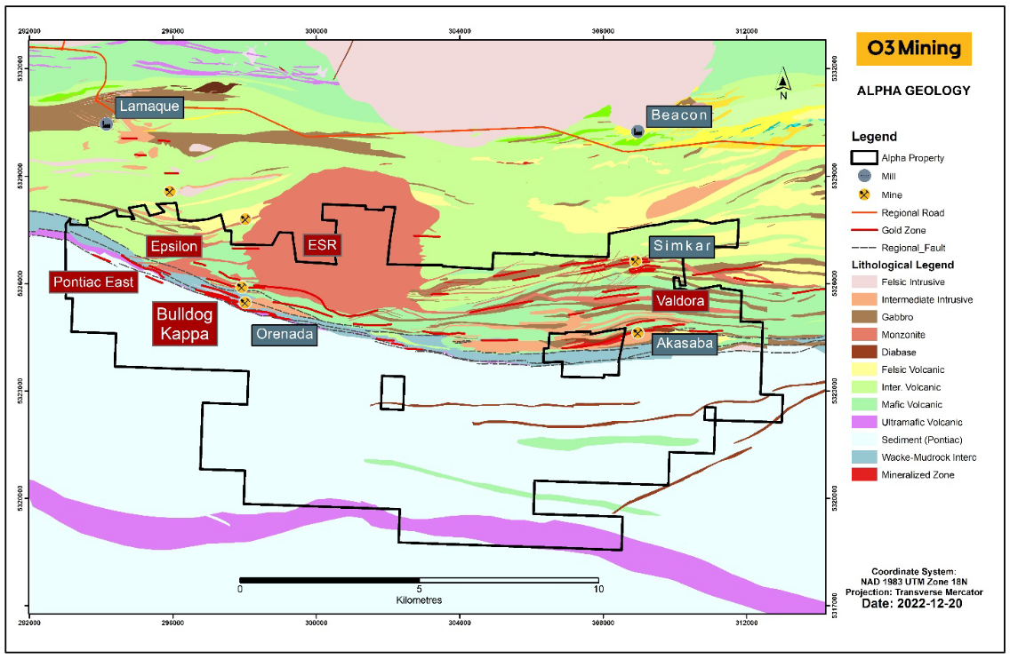 Cadillac-Larder Lake Fault Zone geology map