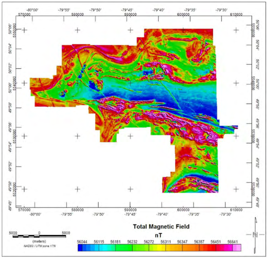 Detour lake airborne geophysical map