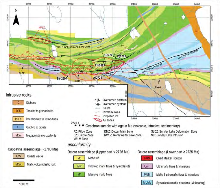 Detour Lake local structural setting
