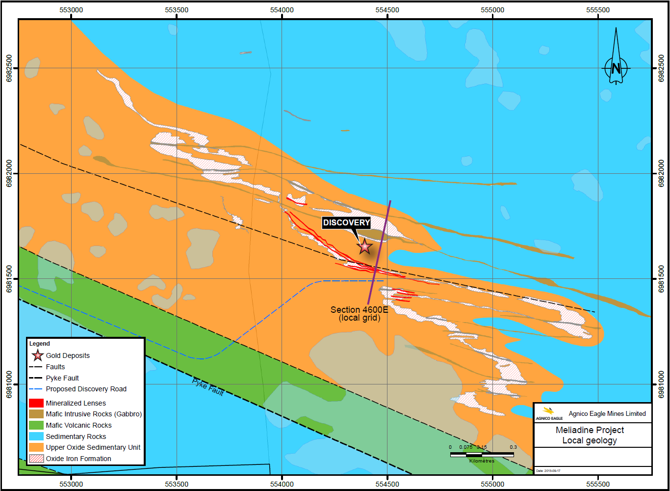 Local geology map showing the Discovery deposit area.