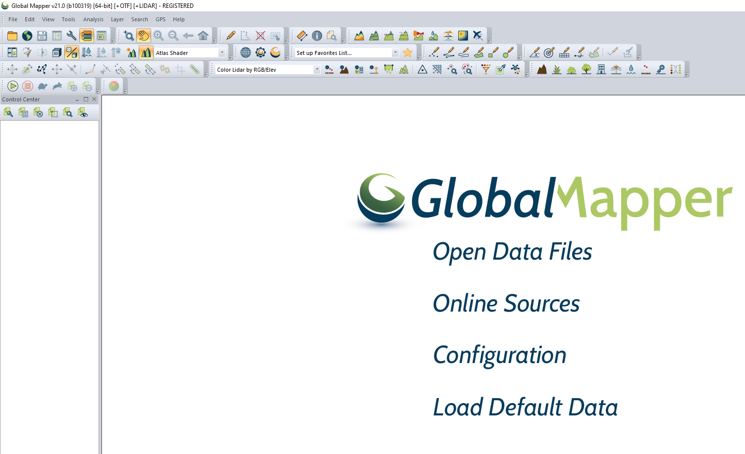 Окно программы Global Mapper