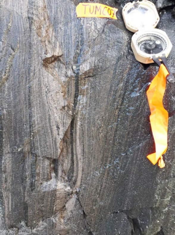 Foliation-parallel pyrrhotite mineralization