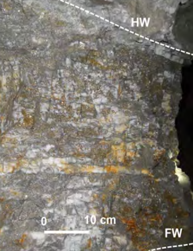 Mesothermal quartz‐sulfidic veins hosted in granodiorite rocks