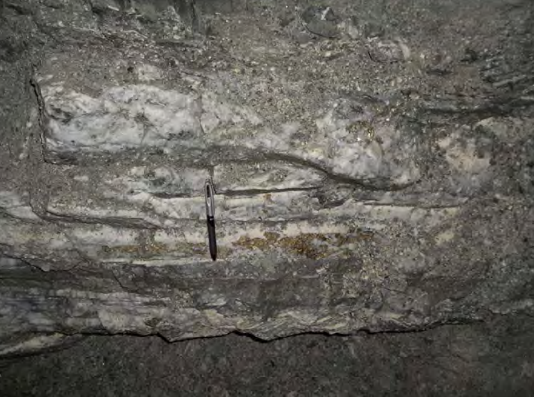 Mineralized quartz vein within the exploration adit