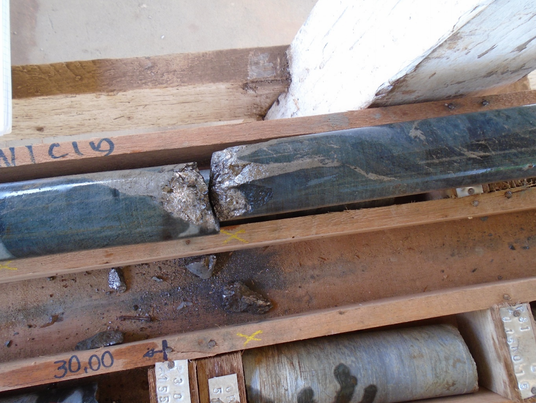 Pyrrhotite veining in drill core