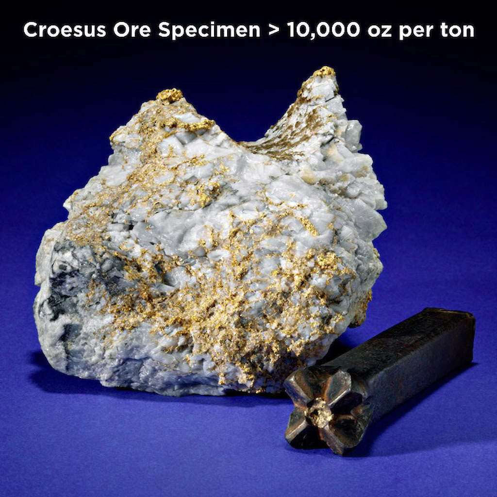 Visible gold in quartz