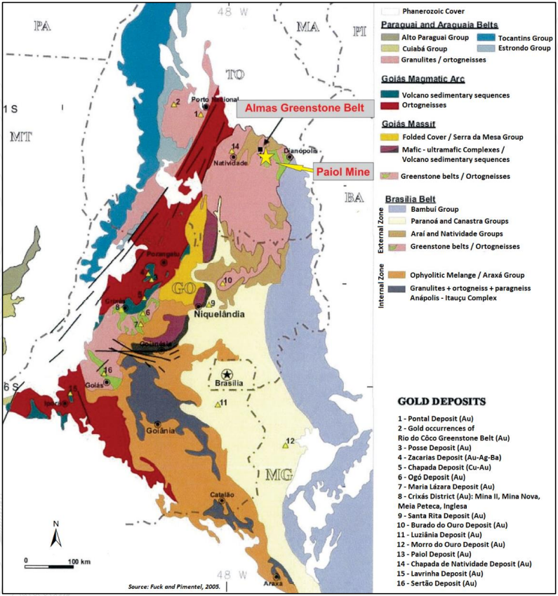 Regional geologic map of the northern sector of the Tocantins Province in Central Brazil