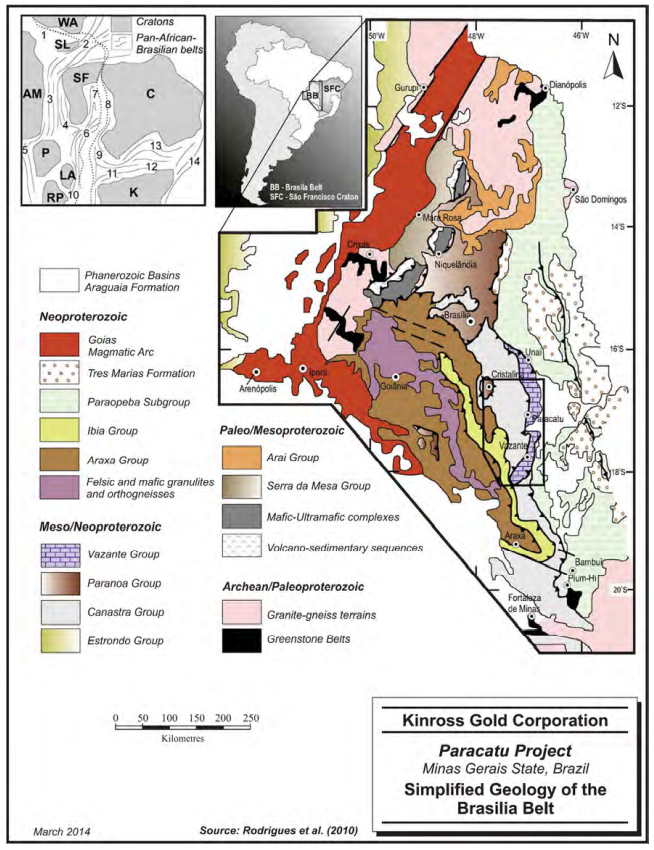  Simplified geology of the Brasilia Belt